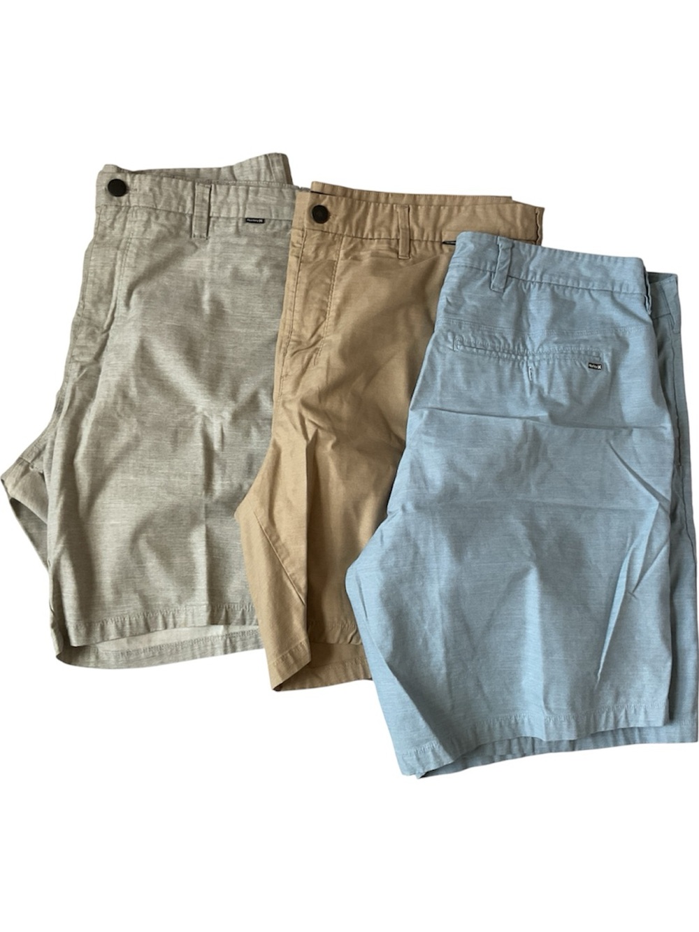 Hurley Men's Shorts Trio - Light Blue, Khaki, Stone